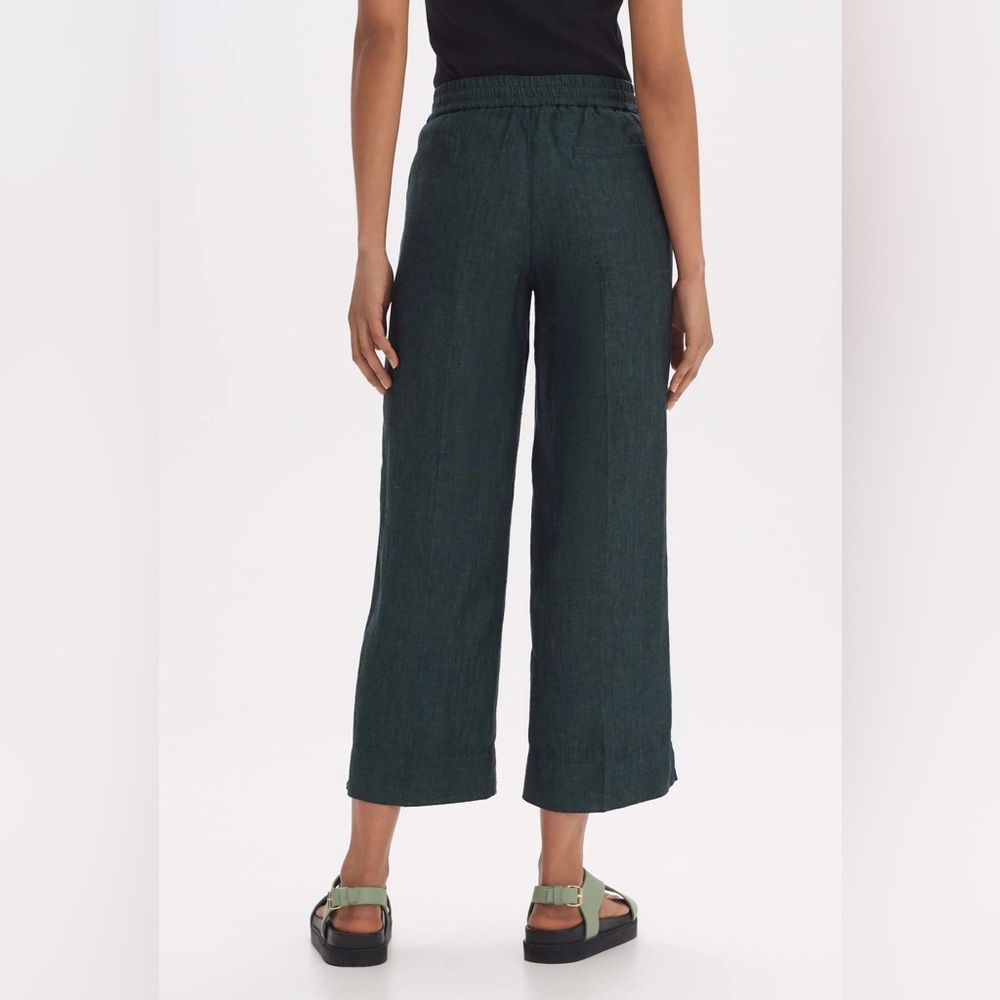 OPUS Linen Madeka Fresh Wide Leg Cropped Trousers Pants in Dark Emerald Size 38 - Picture 2 of 13